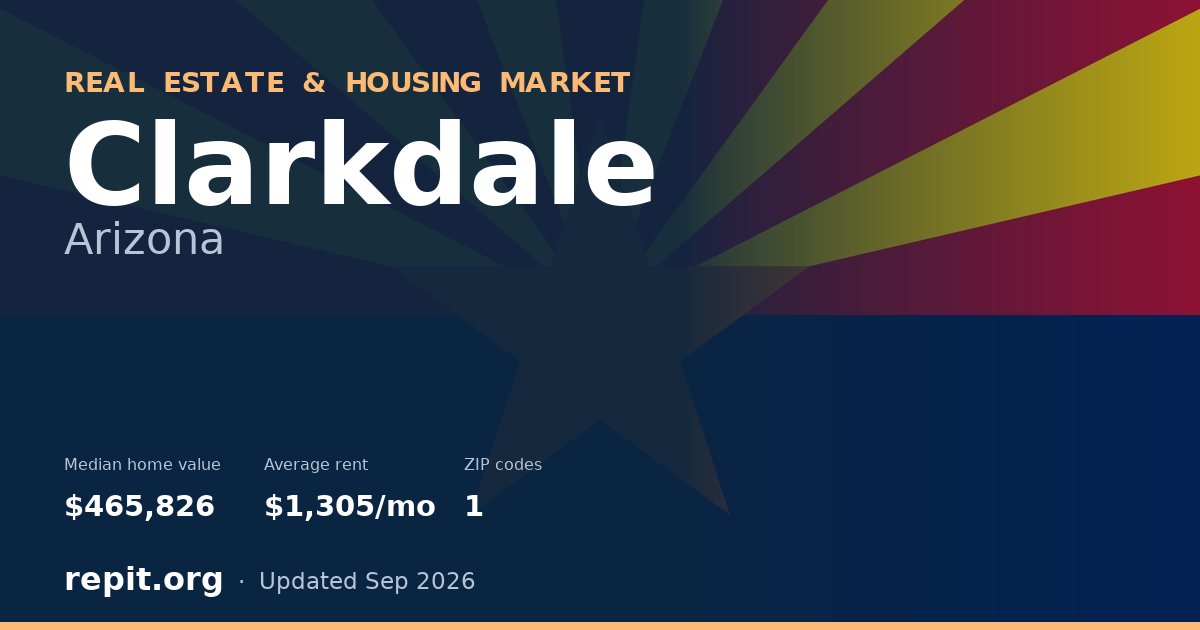 Clarkdale, AZ real estate and housing market — median home value $465,826, average rent $1,305/mo, 1 ZIP code