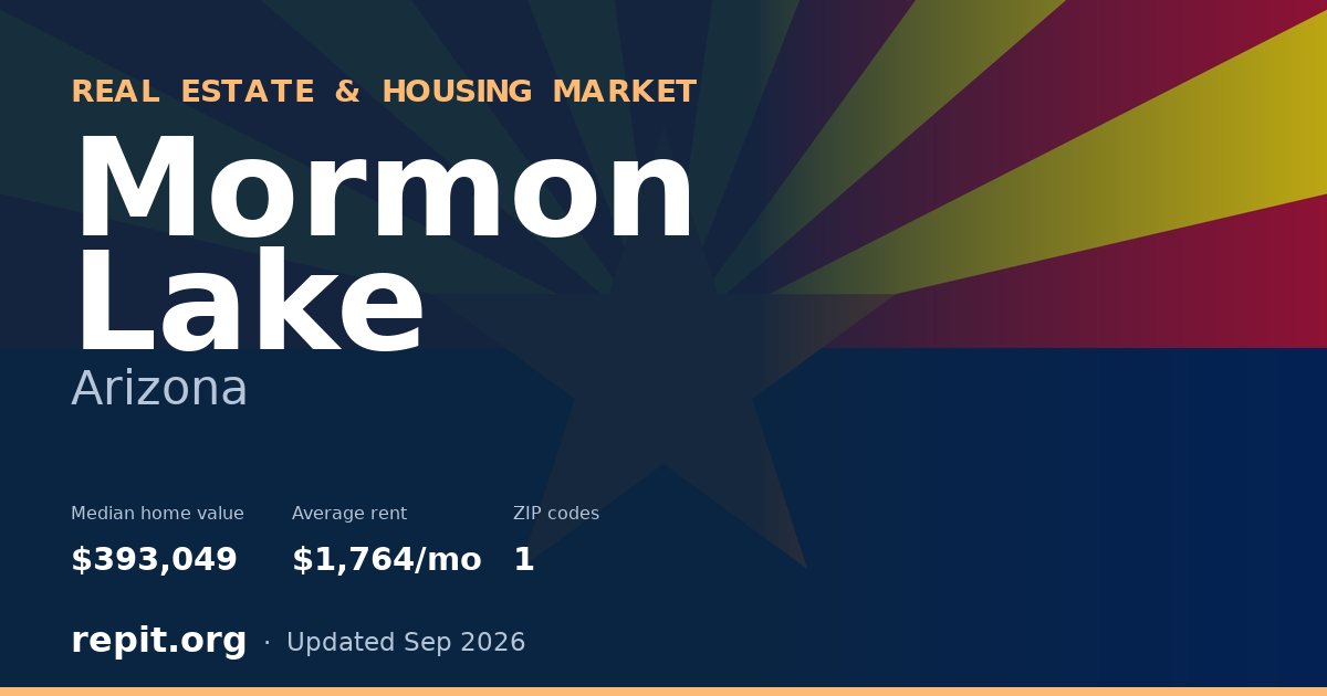 Mormon Lake, AZ real estate and housing market — median home value $393,049, average rent $1,764/mo, 1 ZIP code