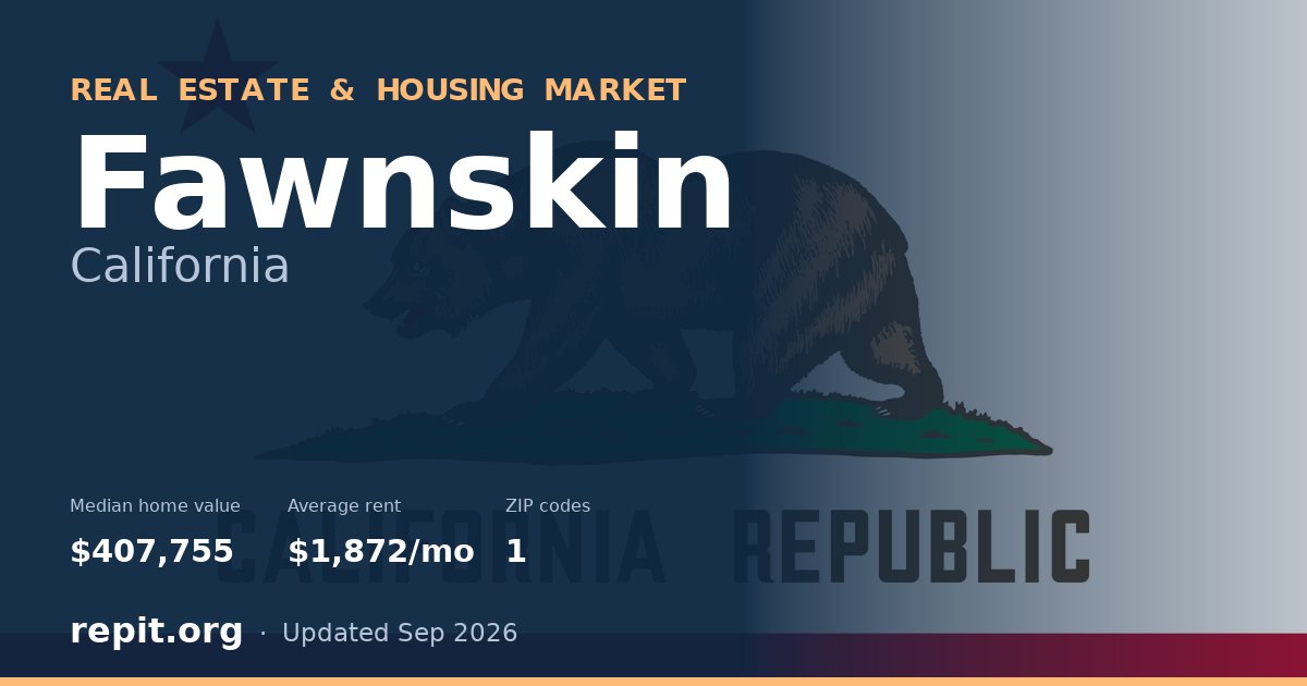 Fawnskin, CA real estate and housing market — median home value $407,755, average rent $1,872/mo, 1 ZIP code