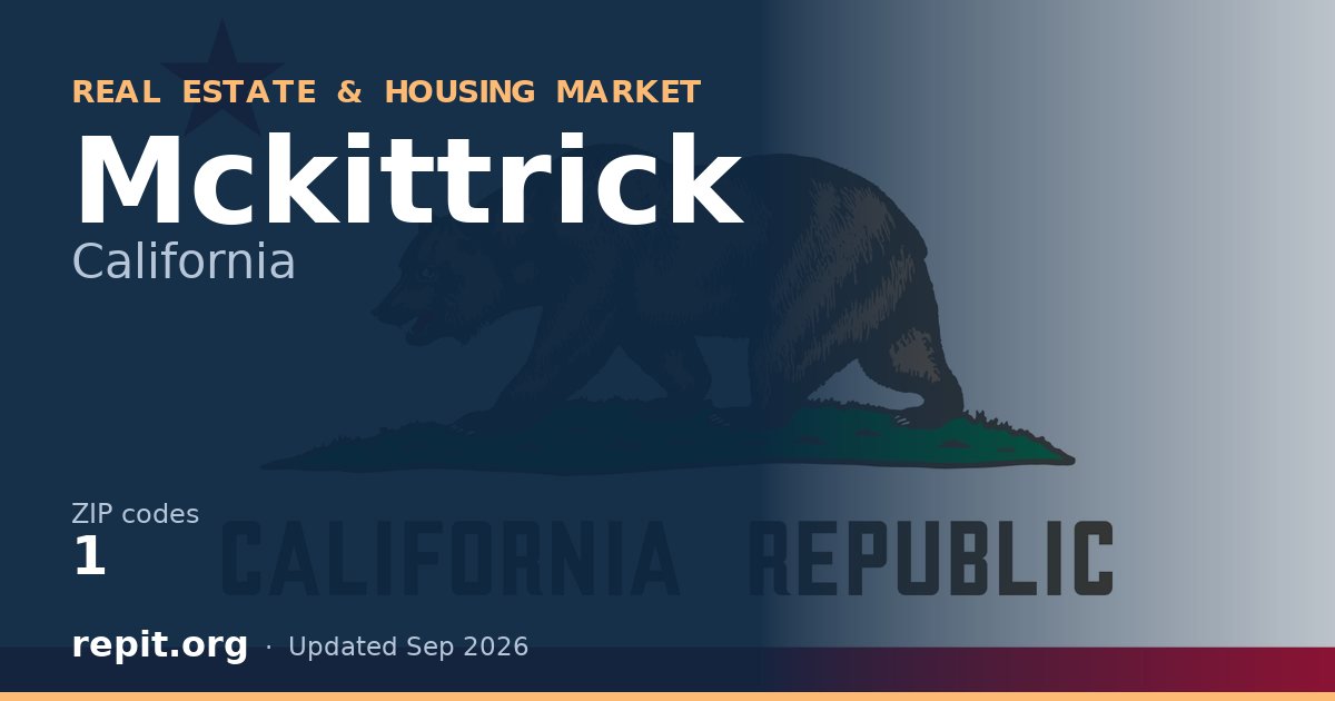 Mckittrick, CA real estate and housing market — 1 ZIP code