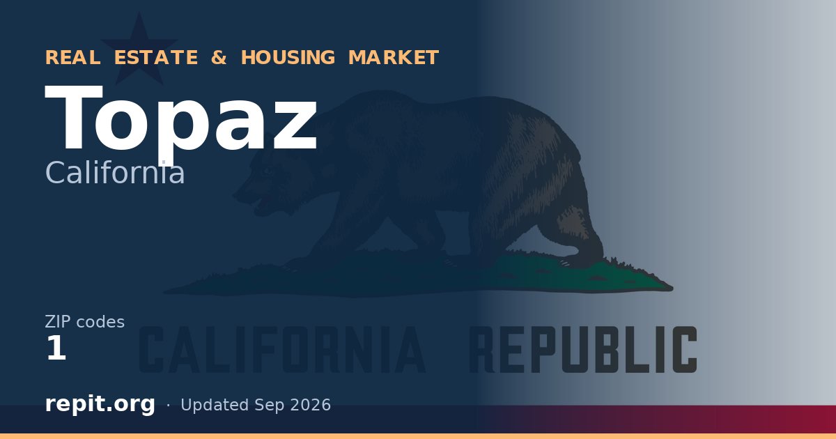 Topaz, CA real estate and housing market — 1 ZIP code