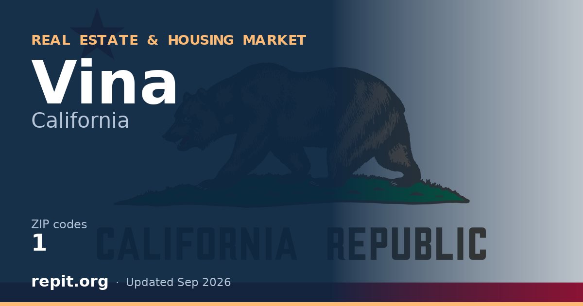 Vina, CA real estate and housing market — 1 ZIP code