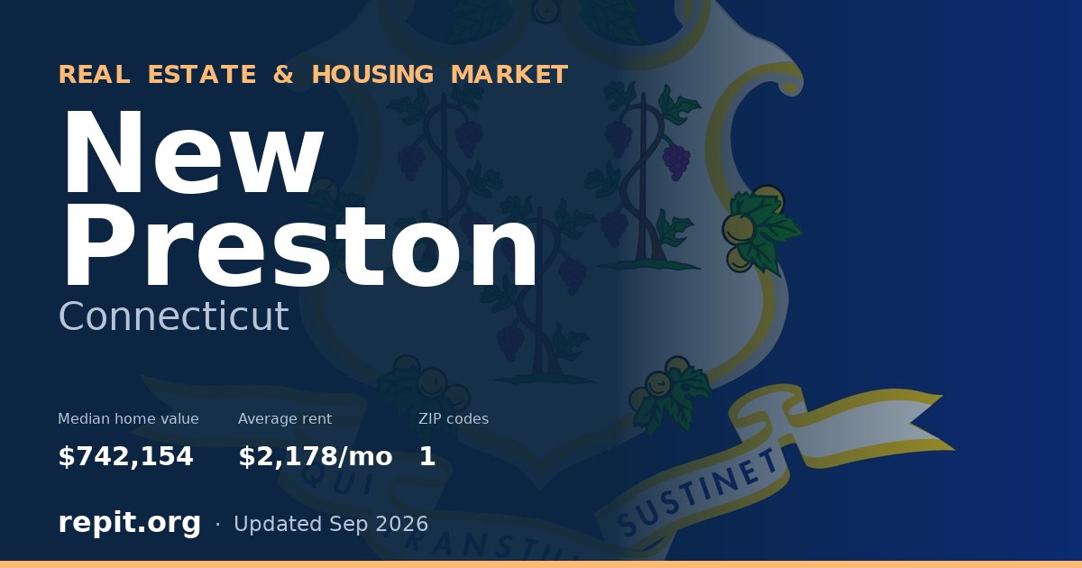 New Preston, CT real estate and housing market — median home value $742,154, average rent $2,178/mo, 1 ZIP code