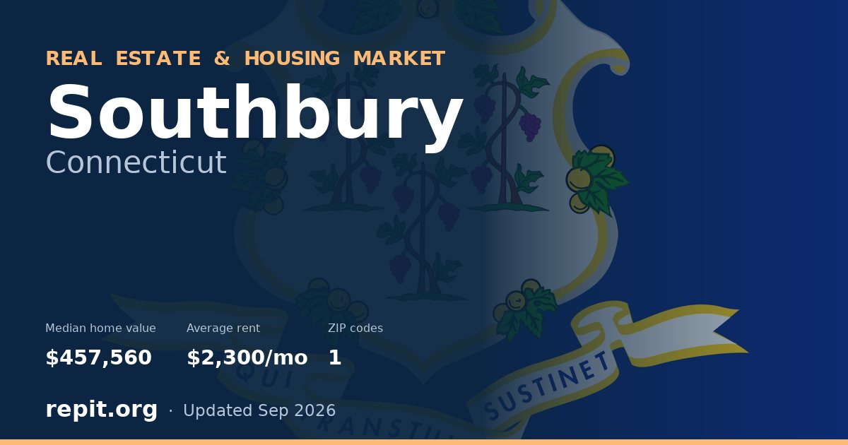 Southbury, CT real estate and housing market — median home value $457,560, average rent $2,300/mo, 1 ZIP code