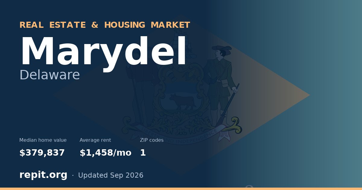 Marydel, DE real estate and housing market — median home value $379,837, average rent $1,458/mo, 1 ZIP code