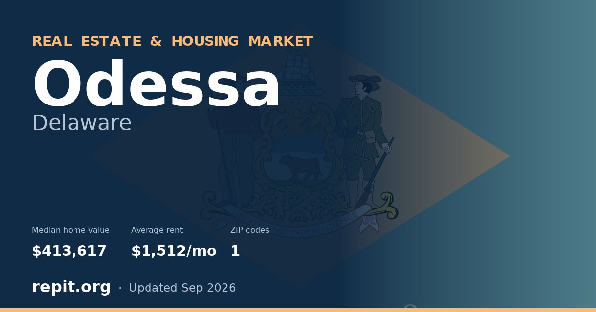 Odessa, DE real estate and housing market — median home value $413,617, average rent $1,512/mo, 1 ZIP code
