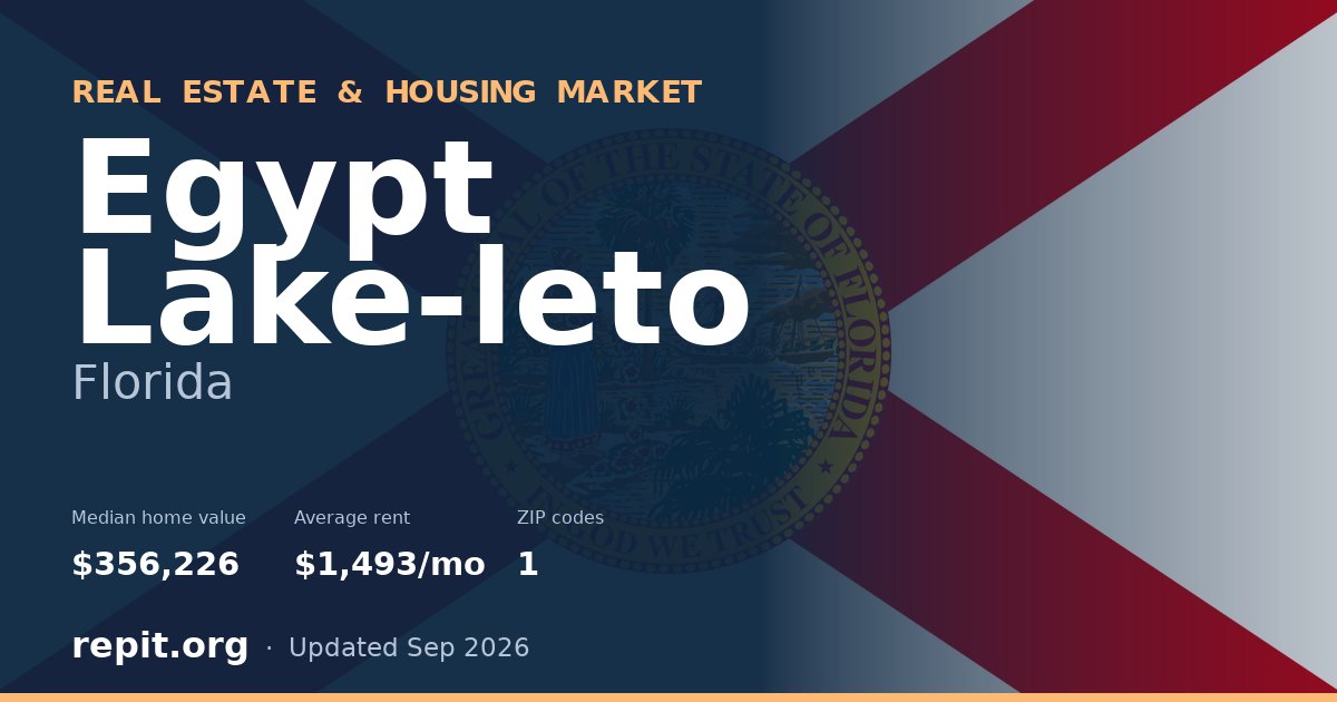 Egypt Lake-leto, FL real estate and housing market — median home value $356,226, average rent $1,493/mo, 1 ZIP code