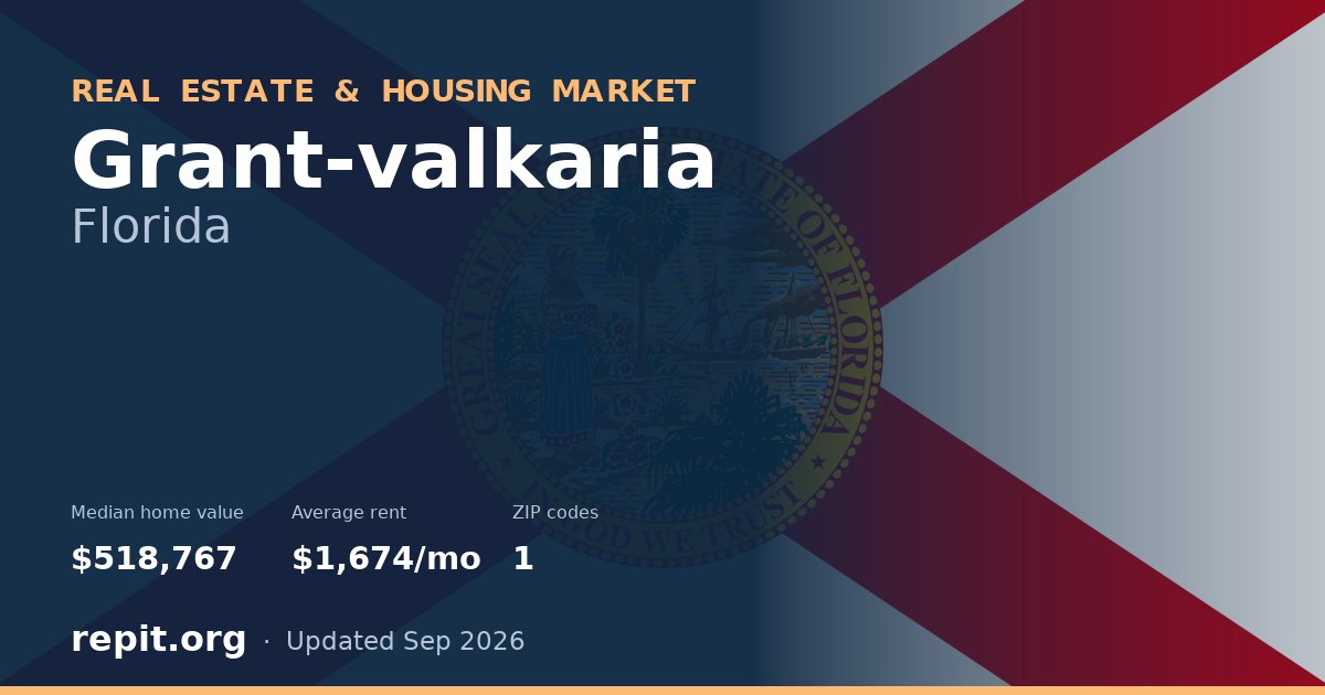 Grant-valkaria, FL real estate and housing market — median home value $518,767, average rent $1,674/mo, 1 ZIP code