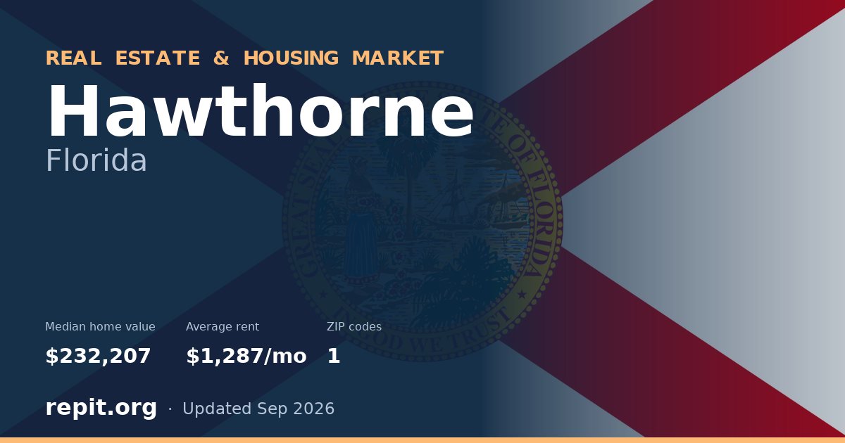 Hawthorne, FL real estate and housing market — median home value $232,207, average rent $1,287/mo, 1 ZIP code