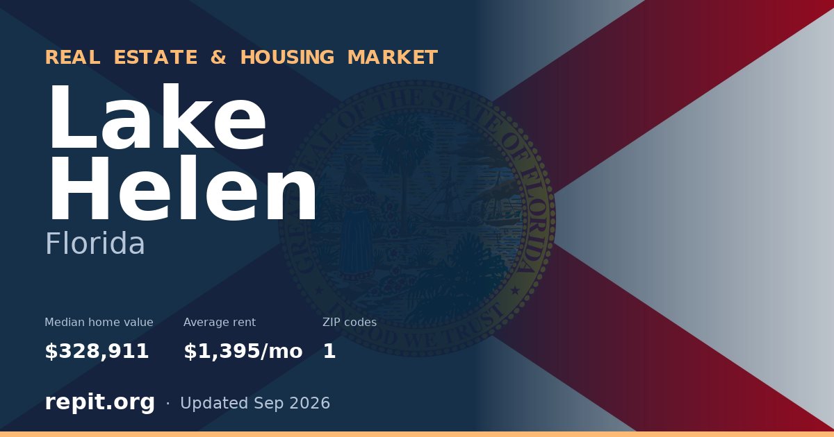 Lake Helen, FL real estate and housing market — median home value $328,911, average rent $1,395/mo, 1 ZIP code