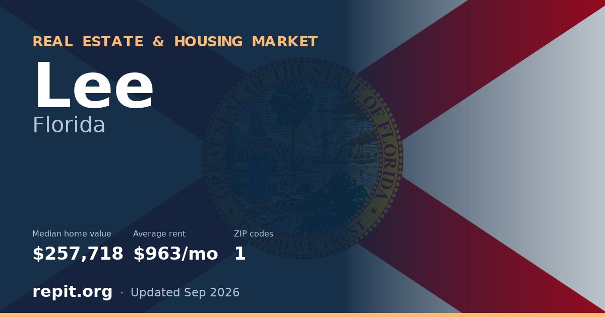 Lee, FL real estate and housing market — median home value $257,718, average rent $963/mo, 1 ZIP code