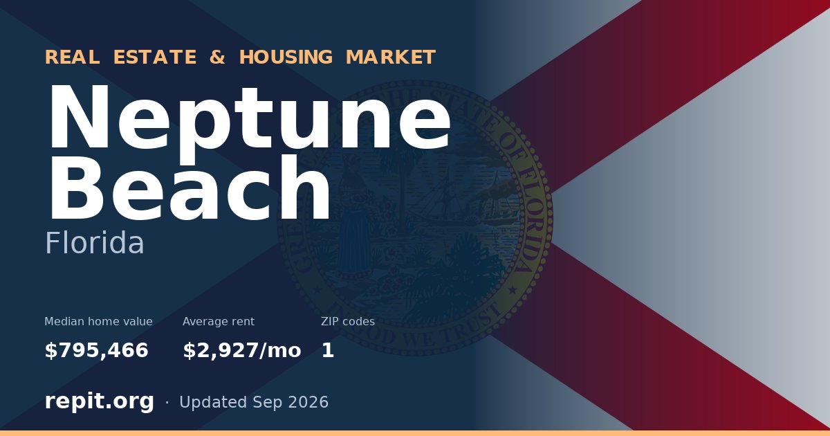 Neptune Beach, FL real estate and housing market — median home value $795,466, average rent $2,927/mo, 1 ZIP code