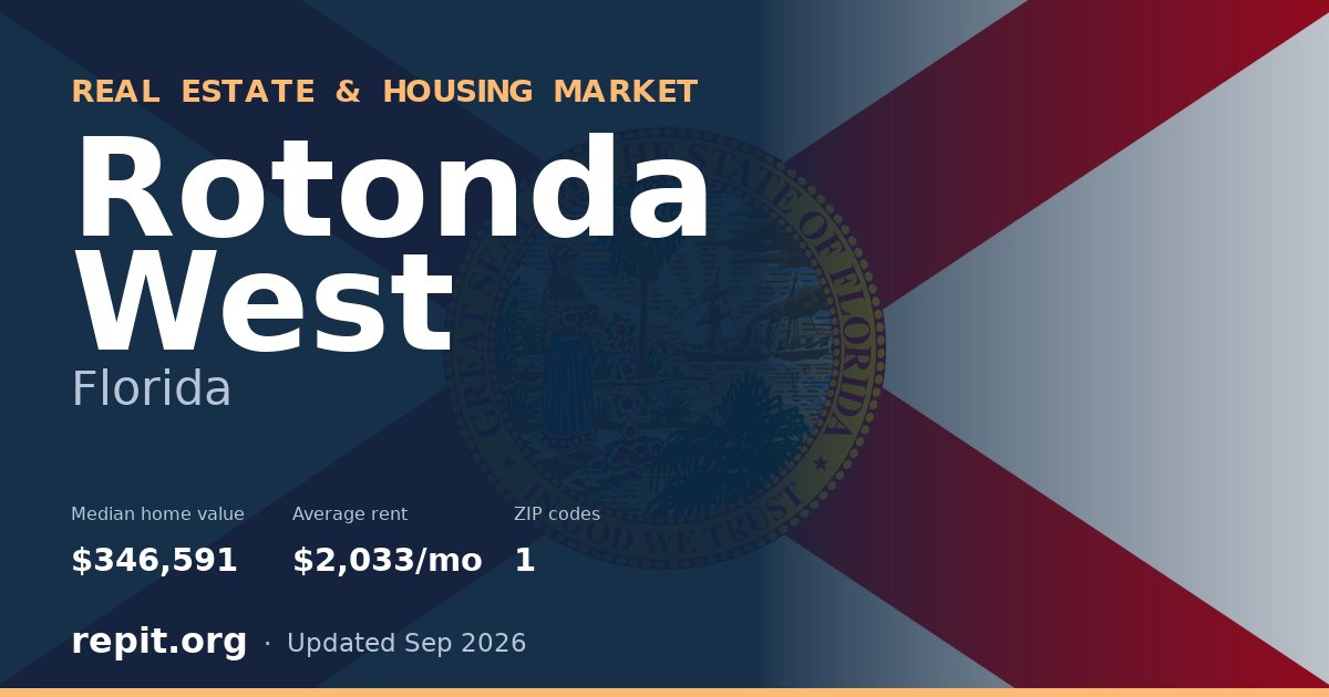 Rotonda West, FL real estate and housing market — median home value $346,591, average rent $2,033/mo, 1 ZIP code