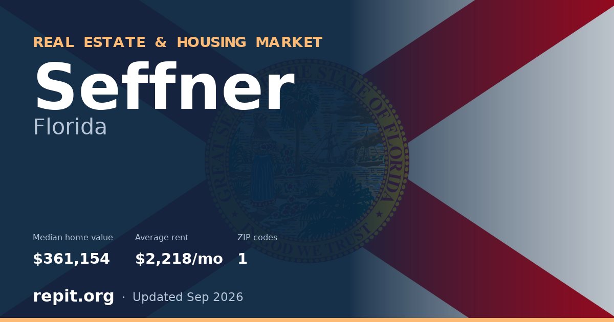 Seffner, FL real estate and housing market — median home value $361,154, average rent $2,218/mo, 1 ZIP code