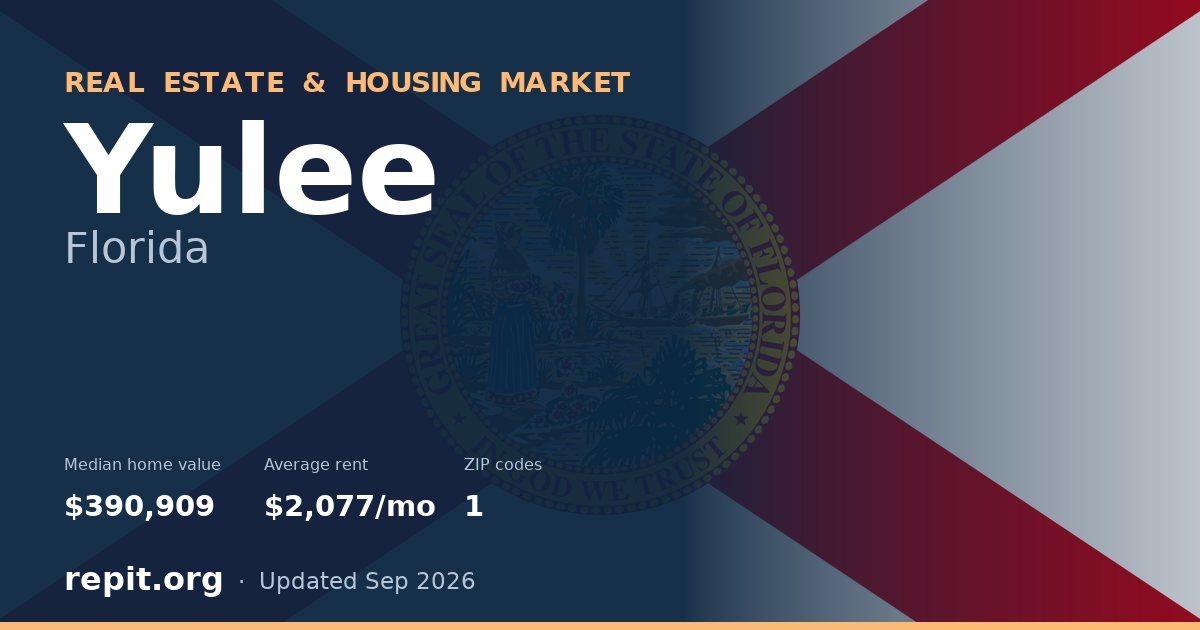 Yulee, FL real estate and housing market — median home value $390,909, average rent $2,077/mo, 1 ZIP code