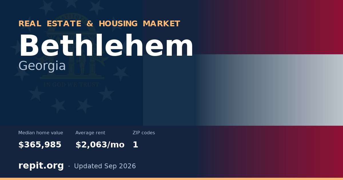 Bethlehem, GA real estate and housing market — median home value $365,985, average rent $2,063/mo, 1 ZIP code