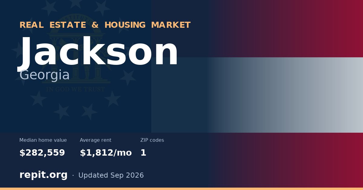 Jackson, GA real estate and housing market — median home value $282,559, average rent $1,812/mo, 1 ZIP code