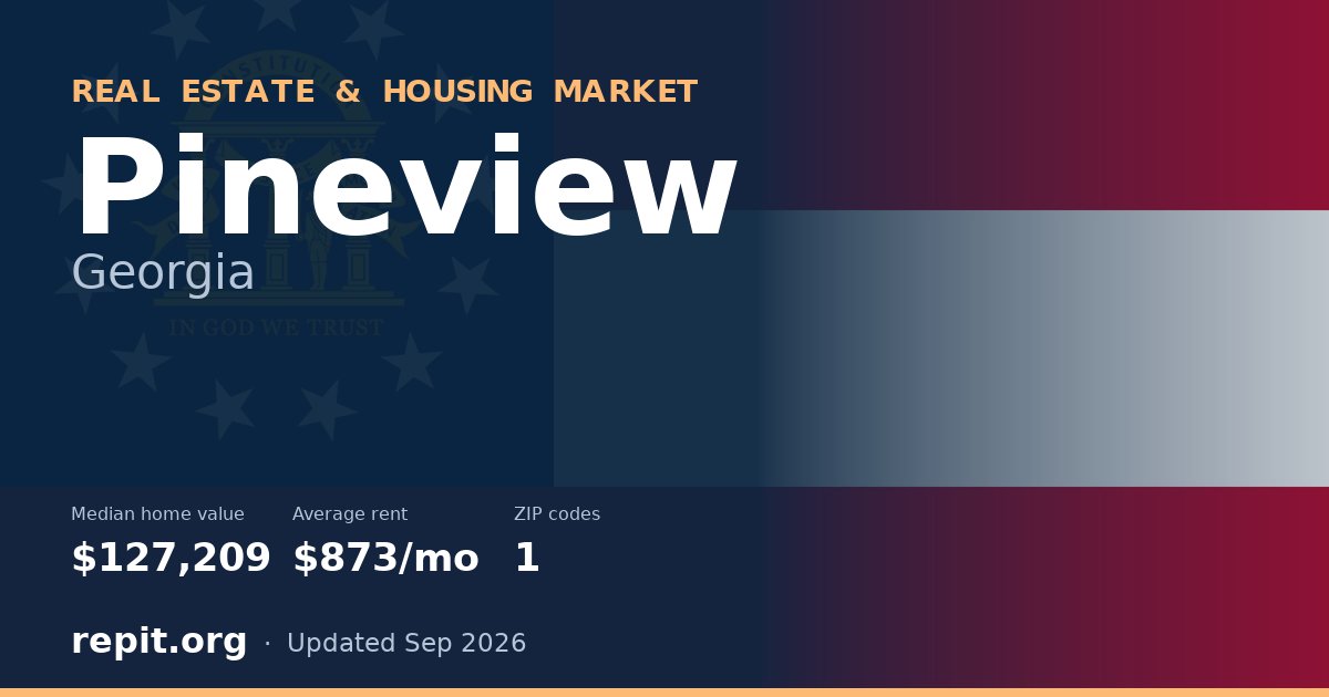 Pineview, GA real estate and housing market — median home value $127,209, average rent $873/mo, 1 ZIP code