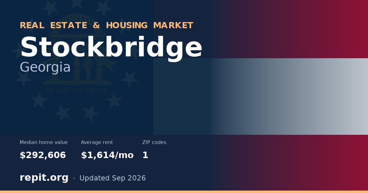 Stockbridge, GA real estate and housing market — median home value $292,606, average rent $1,614/mo, 1 ZIP code