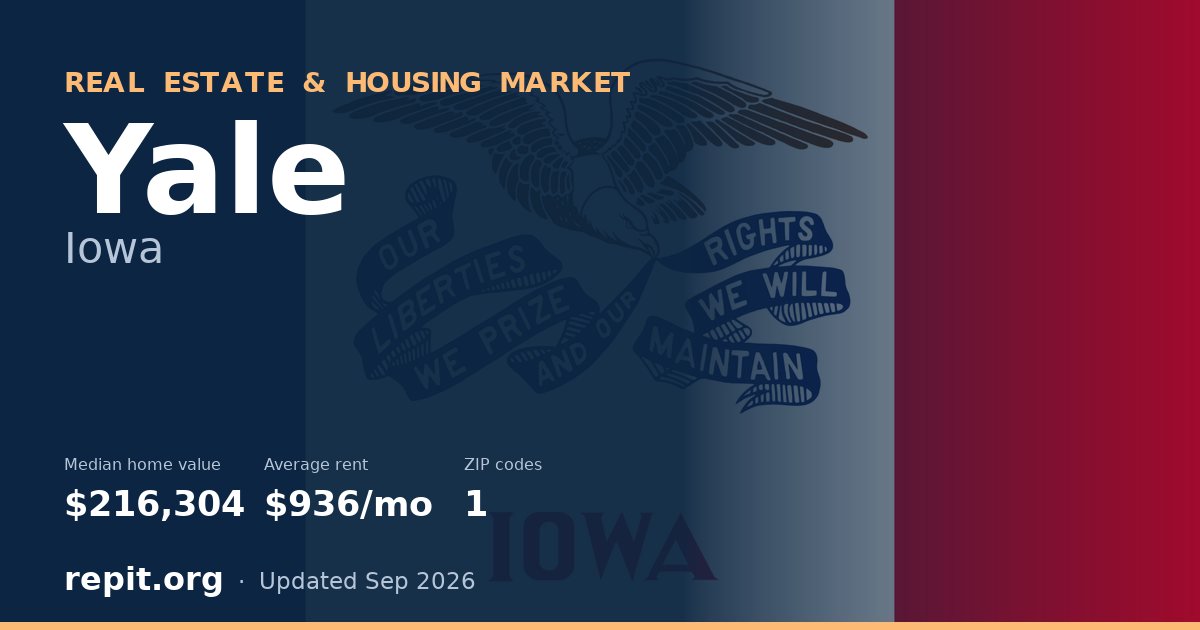 Yale, IA real estate and housing market — median home value $216,304, average rent $936/mo, 1 ZIP code