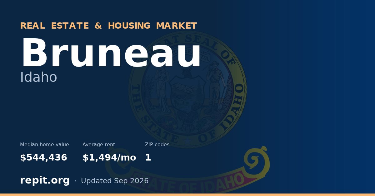 Bruneau, ID real estate and housing market — median home value $544,436, average rent $1,494/mo, 1 ZIP code