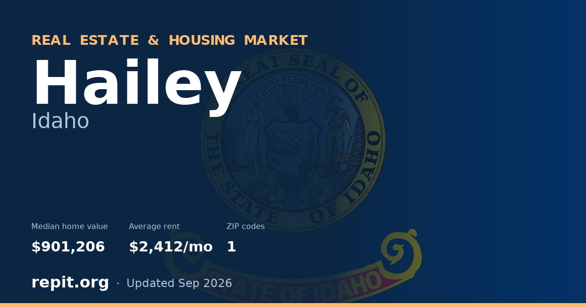 Hailey, ID real estate and housing market — median home value $901,206, average rent $2,412/mo, 1 ZIP code