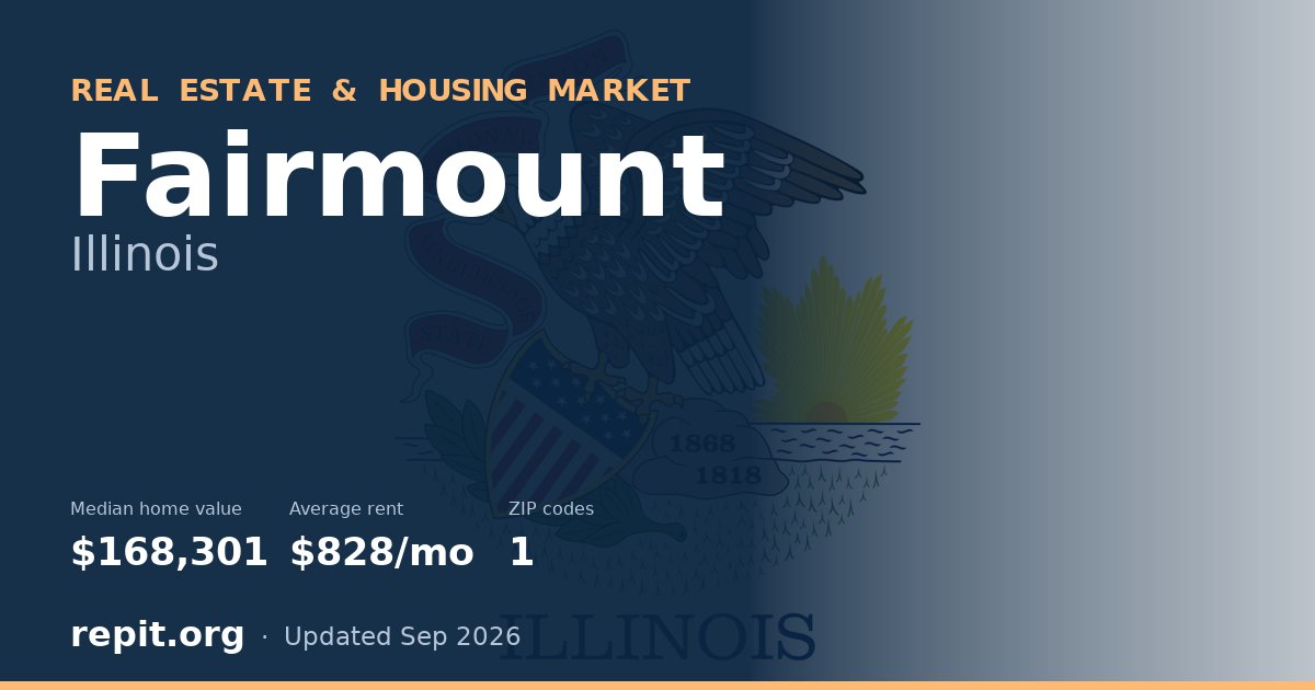 Fairmount, IL real estate and housing market — median home value $168,301, average rent $828/mo, 1 ZIP code