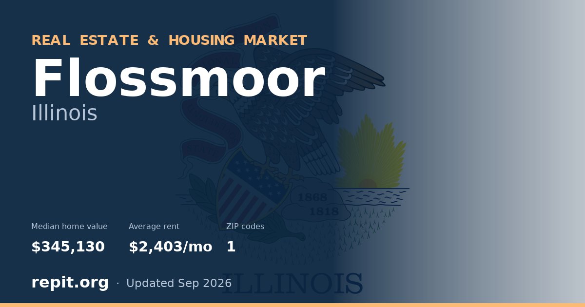 Flossmoor, IL real estate and housing market — median home value $345,130, average rent $2,403/mo, 1 ZIP code