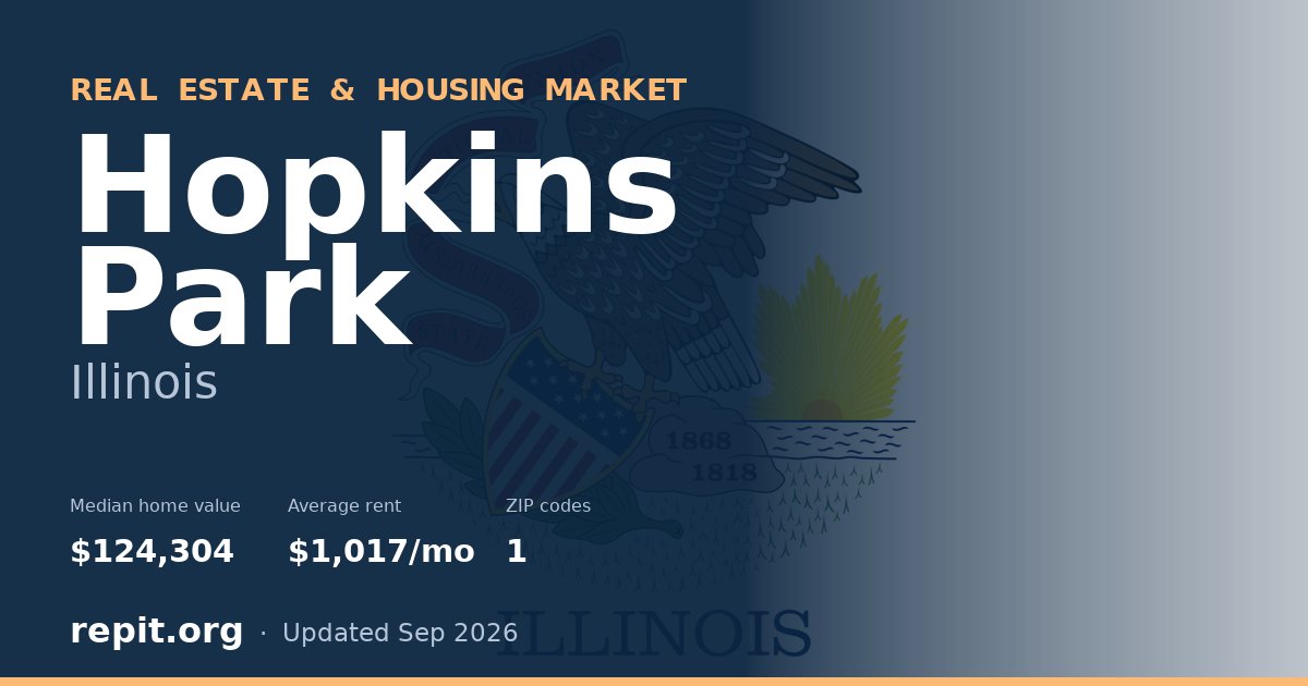 Hopkins Park, IL real estate and housing market — median home value $124,304, average rent $1,017/mo, 1 ZIP code