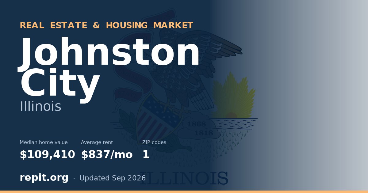 Johnston City, IL real estate and housing market — median home value $109,410, average rent $837/mo, 1 ZIP code