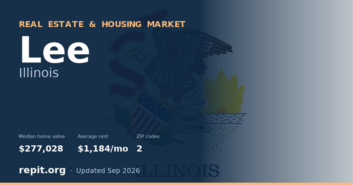 Lee, IL real estate and housing market — median home value $277,028, average rent $1,184/mo, 2 ZIP codes
