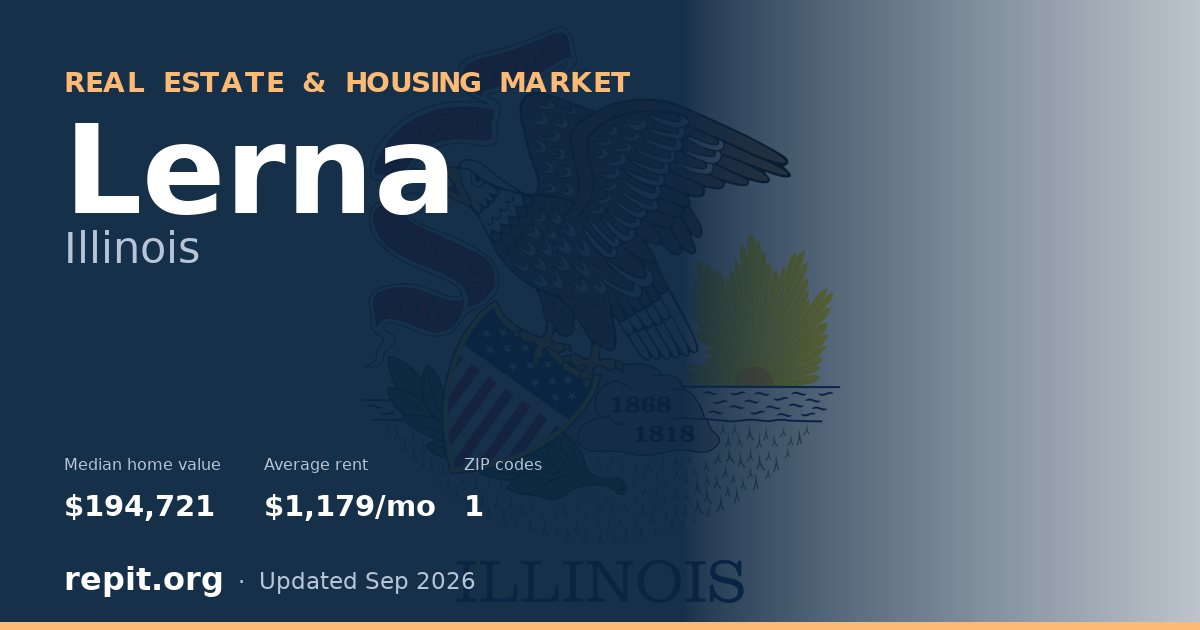 Lerna, IL real estate and housing market — median home value $194,721, average rent $1,179/mo, 1 ZIP code