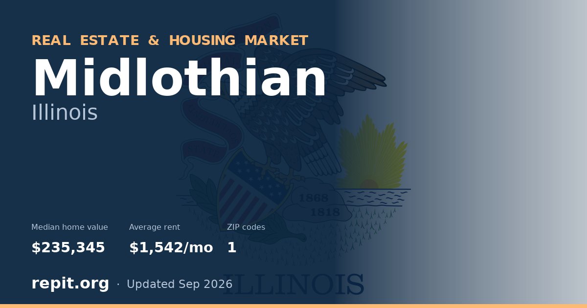 Midlothian, IL real estate and housing market — median home value $235,345, average rent $1,542/mo, 1 ZIP code
