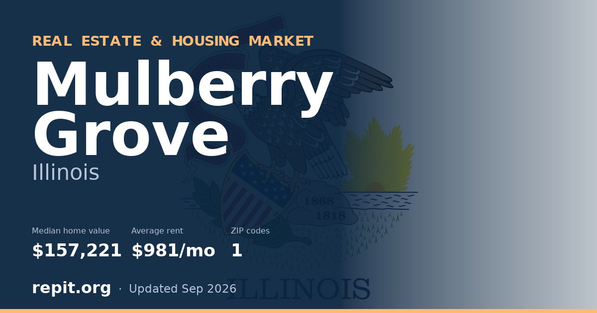 Mulberry Grove, IL real estate and housing market — median home value $157,221, average rent $981/mo, 1 ZIP code