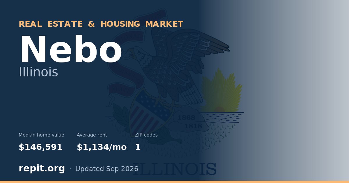 Nebo, IL real estate and housing market — median home value $146,591, average rent $1,134/mo, 1 ZIP code