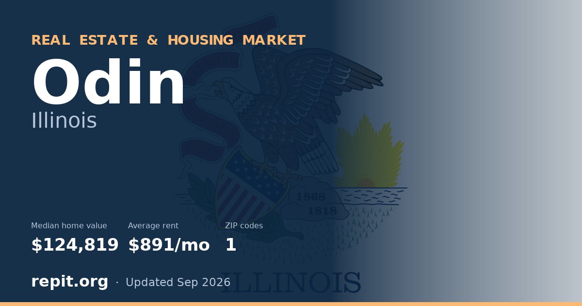 Odin, IL real estate and housing market — median home value $124,819, average rent $891/mo, 1 ZIP code