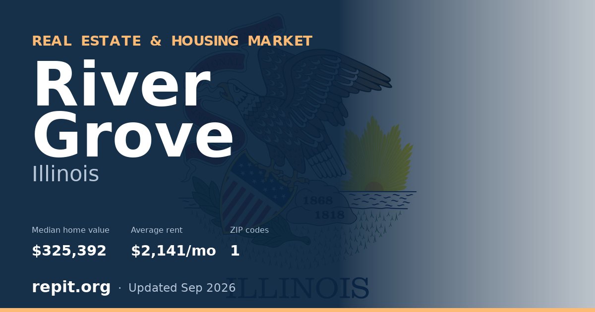 River Grove, IL real estate and housing market — median home value $325,392, average rent $2,141/mo, 1 ZIP code
