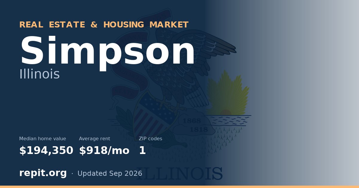 Simpson, IL real estate and housing market — median home value $194,350, average rent $918/mo, 1 ZIP code