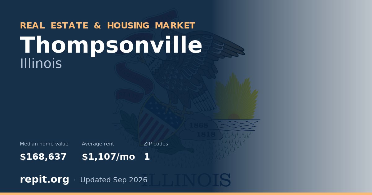 Thompsonville, IL real estate and housing market — median home value $168,637, average rent $1,107/mo, 1 ZIP code