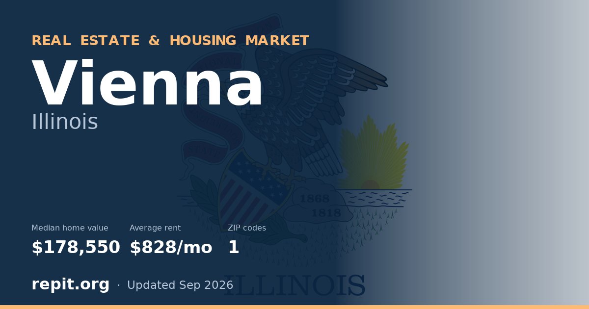 Vienna, IL real estate and housing market — median home value $178,550, average rent $828/mo, 1 ZIP code