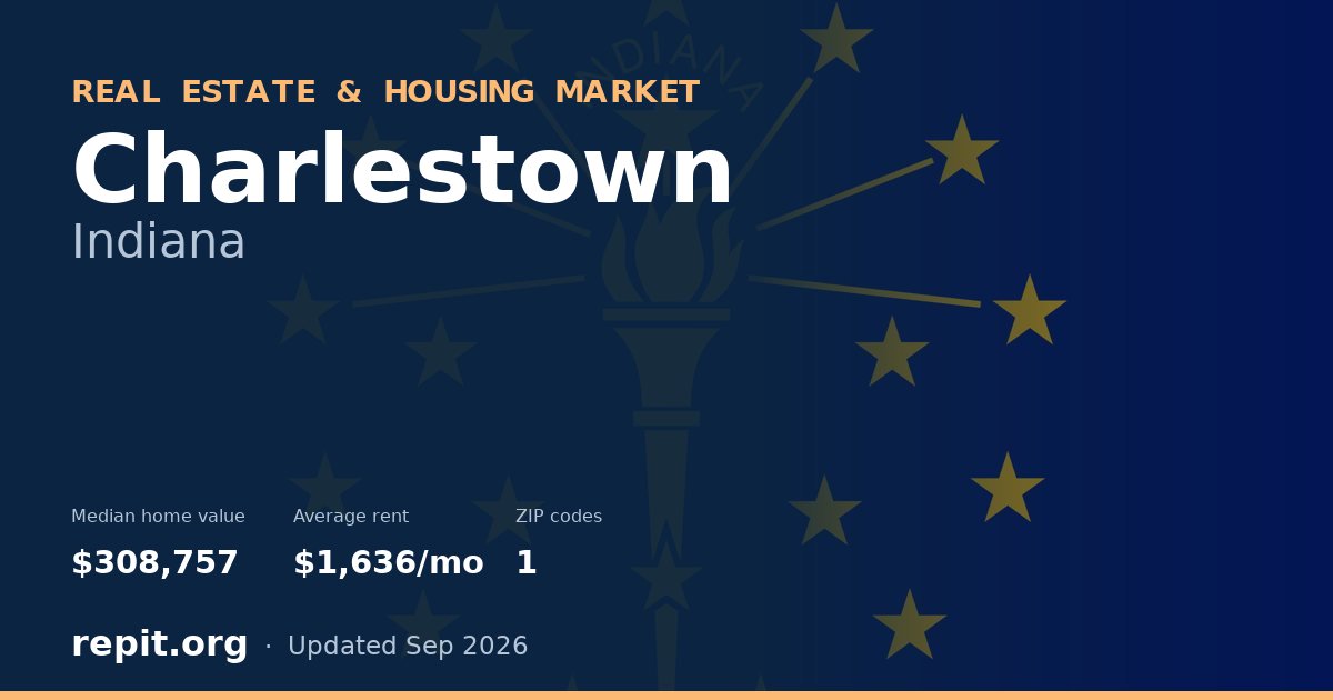 Charlestown, IN real estate and housing market — median home value $308,757, average rent $1,636/mo, 1 ZIP code