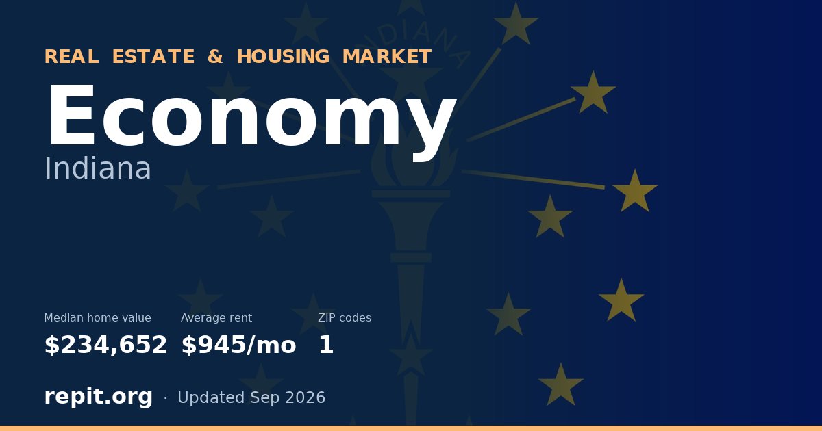 Economy, IN real estate and housing market — median home value $234,652, average rent $945/mo, 1 ZIP code