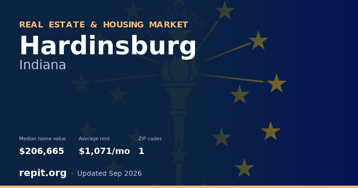 Hardinsburg, IN real estate and housing market — median home value $206,665, average rent $1,071/mo, 1 ZIP code