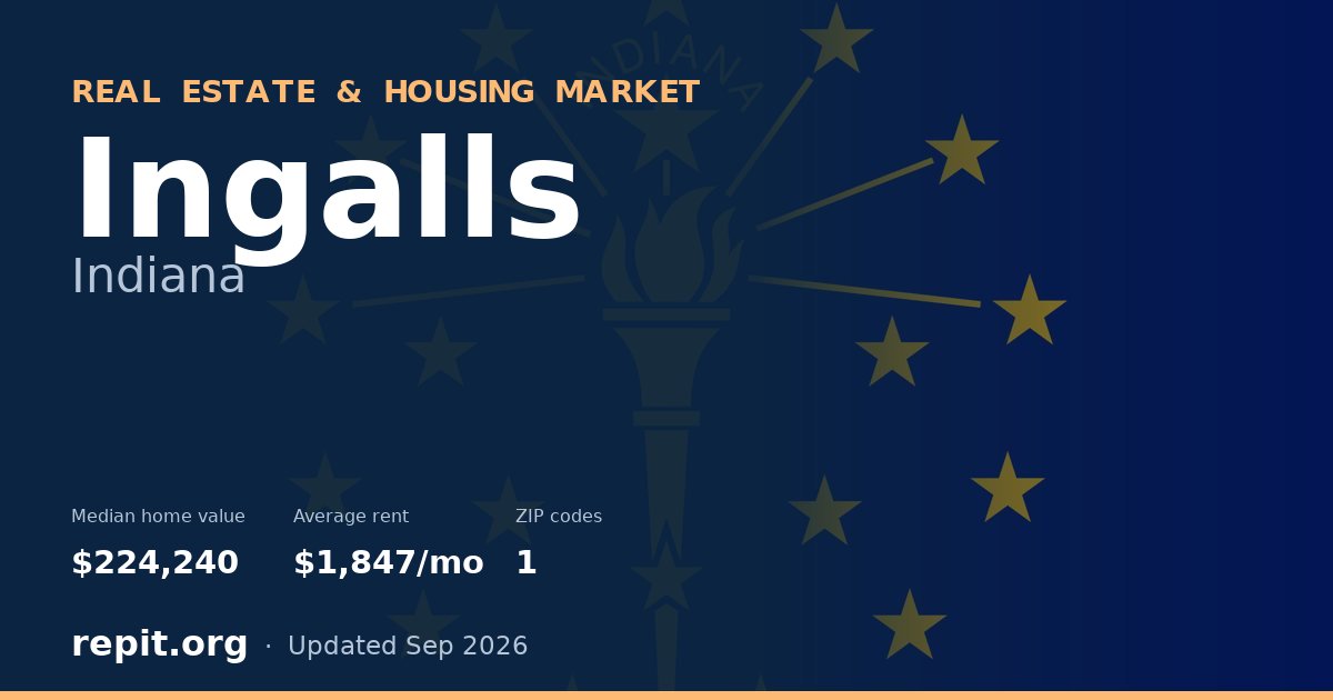 Ingalls, IN real estate and housing market — median home value $224,240, average rent $1,847/mo, 1 ZIP code