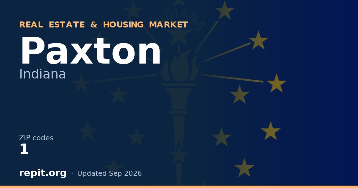 Paxton, IN real estate and housing market — 1 ZIP code