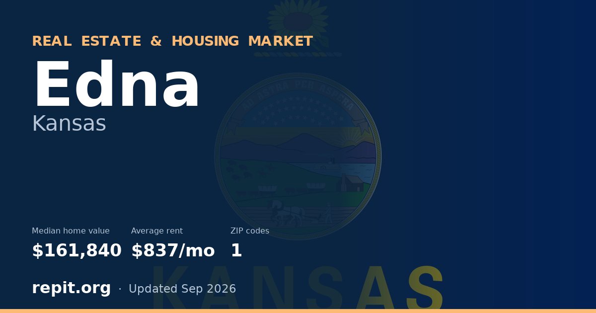 Edna, KS real estate and housing market — median home value $161,840, average rent $837/mo, 1 ZIP code