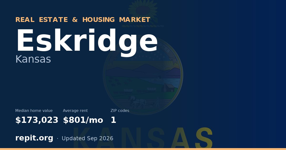 Eskridge, KS real estate and housing market — median home value $173,023, average rent $801/mo, 1 ZIP code