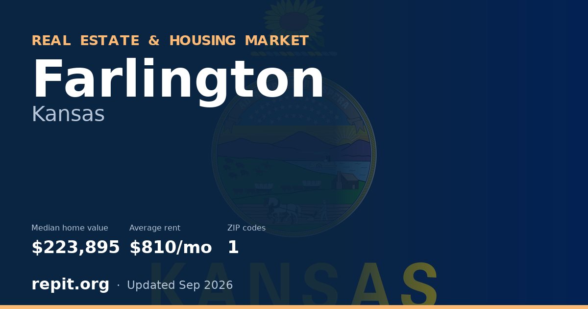 Farlington, KS real estate and housing market — median home value $223,895, average rent $810/mo, 1 ZIP code