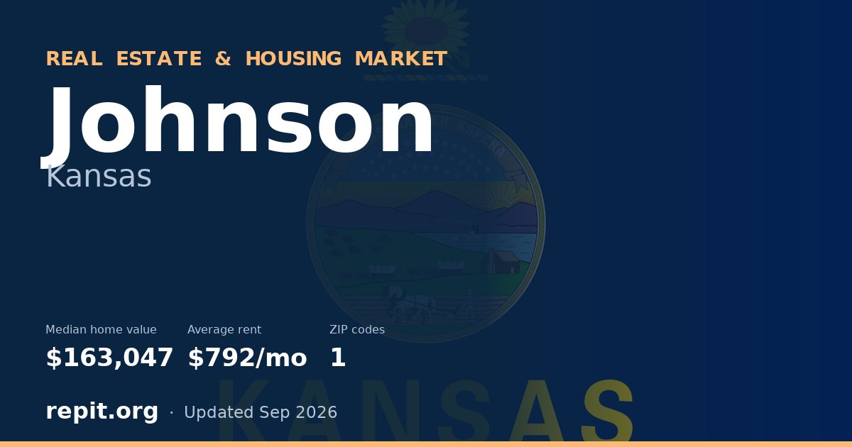 Johnson, KS real estate and housing market — median home value $163,047, average rent $792/mo, 1 ZIP code