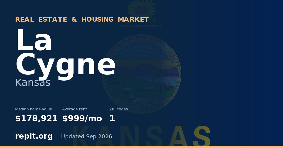 La Cygne, KS real estate and housing market — median home value $178,921, average rent $999/mo, 1 ZIP code